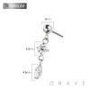 IMPLANT GRADE TITANIUM THREADLESS PUSH IN CZ ROUND AND MARQUISE DANGLE TOP PART